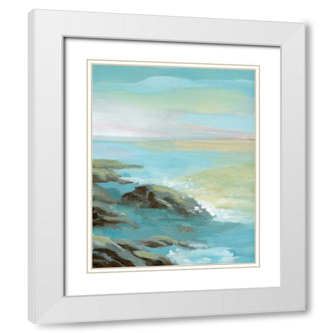 Rocky Shore White Modern Wood Framed Art Print with Double Matting by Nan