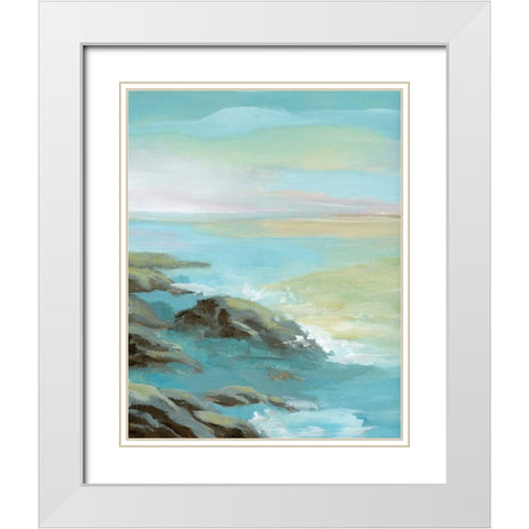 Rocky Shore White Modern Wood Framed Art Print with Double Matting by Nan