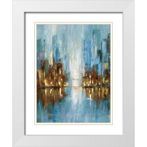 City Lights White Modern Wood Framed Art Print with Double Matting by Nan