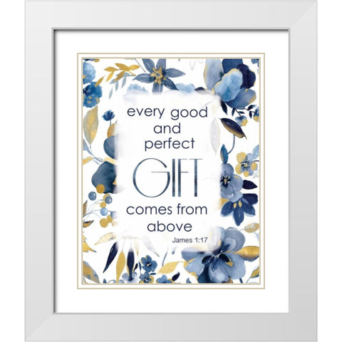 Indigo Scripture White Modern Wood Framed Art Print with Double Matting by Robinson, Carol