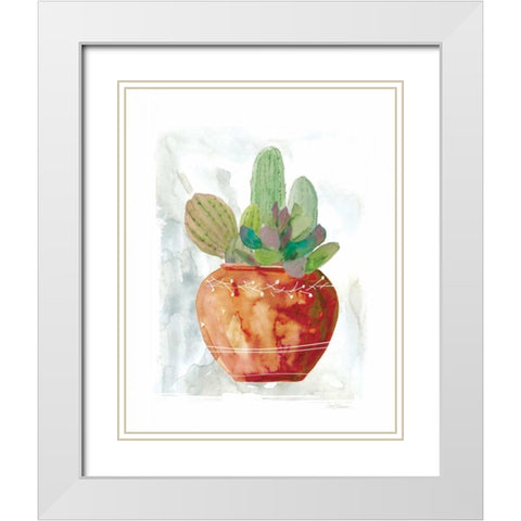 Terracotta White Modern Wood Framed Art Print with Double Matting by Robinson, Carol