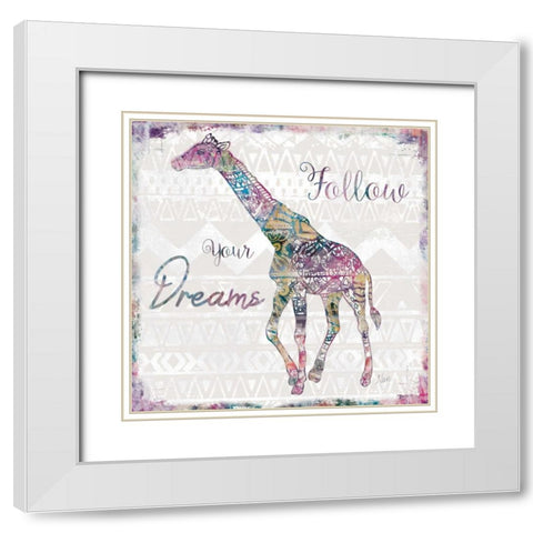 Follow Your Dreams White Modern Wood Framed Art Print with Double Matting by Nan