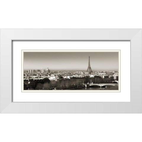 Paris View White Modern Wood Framed Art Print with Double Matting by Delimont, Danita