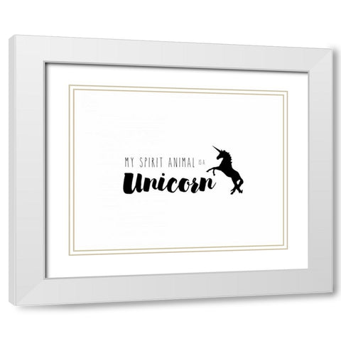 Spirit Animal White Modern Wood Framed Art Print with Double Matting by CAD Designs