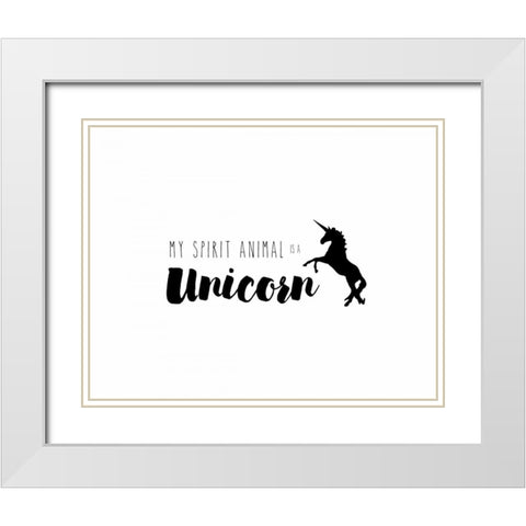 Spirit Animal White Modern Wood Framed Art Print with Double Matting by CAD Designs