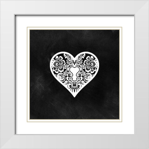 Lock And Key II White Modern Wood Framed Art Print with Double Matting by CAD Designs