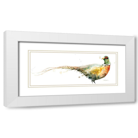 Harvest Pheasant White Modern Wood Framed Art Print with Double Matting by Robinson, Carol