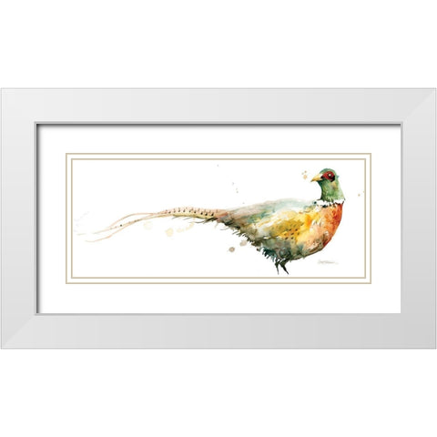 Harvest Pheasant White Modern Wood Framed Art Print with Double Matting by Robinson, Carol