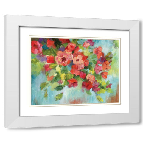 Cascading Blossoms White Modern Wood Framed Art Print with Double Matting by Nan