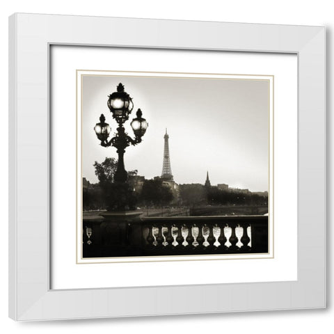 Parisian Evening White Modern Wood Framed Art Print with Double Matting by Delimont, Danita