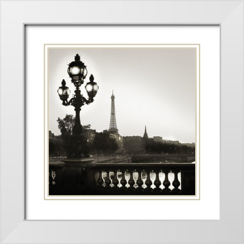 Parisian Evening White Modern Wood Framed Art Print with Double Matting by Delimont, Danita