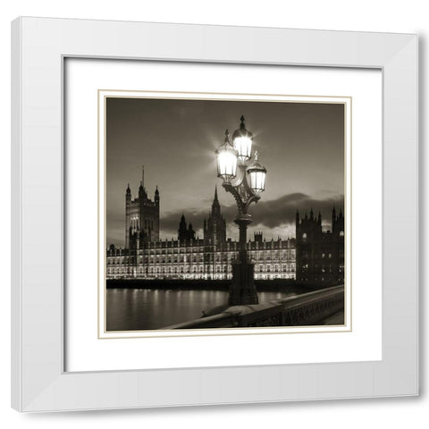 London Lights White Modern Wood Framed Art Print with Double Matting by Delimont, Danita