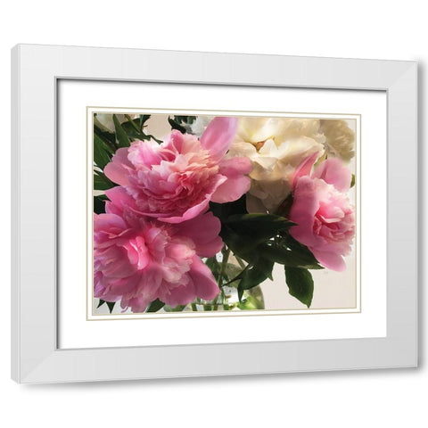 Fresh Cut Peonies White Modern Wood Framed Art Print with Double Matting by Nan