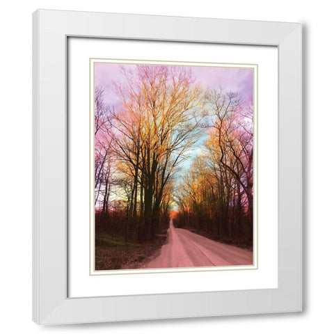 Rainbow Road White Modern Wood Framed Art Print with Double Matting by Nan