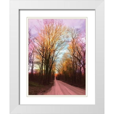 Rainbow Road White Modern Wood Framed Art Print with Double Matting by Nan