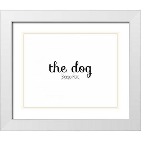The Dog Sleeps White Modern Wood Framed Art Print with Double Matting by CAD Designs