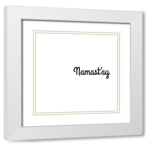 Namastay In Bed White Modern Wood Framed Art Print with Double Matting by CAD Designs