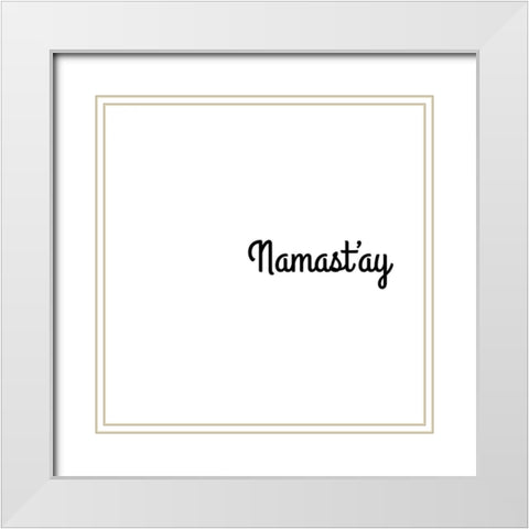 Namastay In Bed White Modern Wood Framed Art Print with Double Matting by CAD Designs
