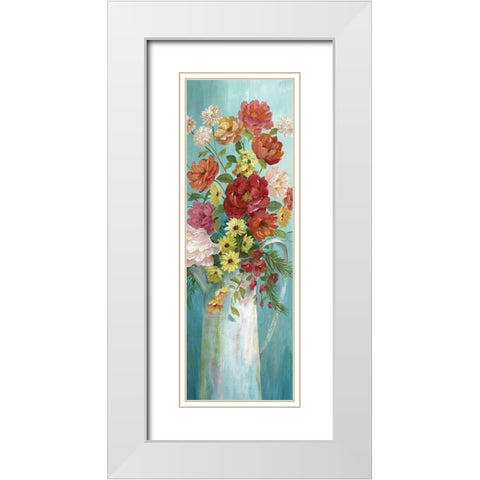 Country Bouquet II White Modern Wood Framed Art Print with Double Matting by Nan