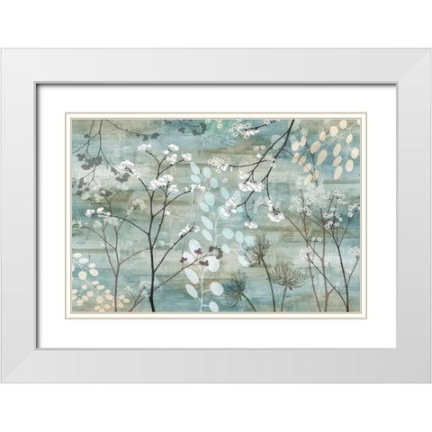 Blue Misty Wood White Modern Wood Framed Art Print with Double Matting by Knutsen, Conrad