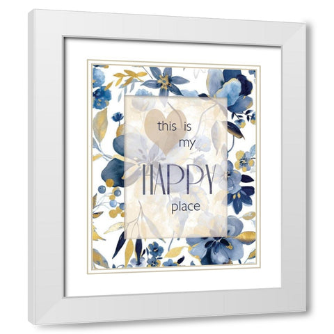 Indigo Thoughts II White Modern Wood Framed Art Print with Double Matting by Robinson, Carol