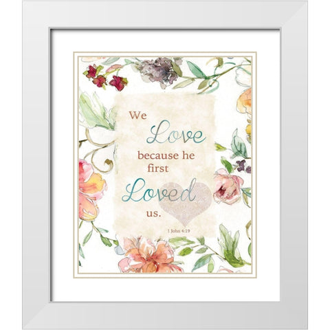 Thankful Hearts II White Modern Wood Framed Art Print with Double Matting by Robinson, Carol