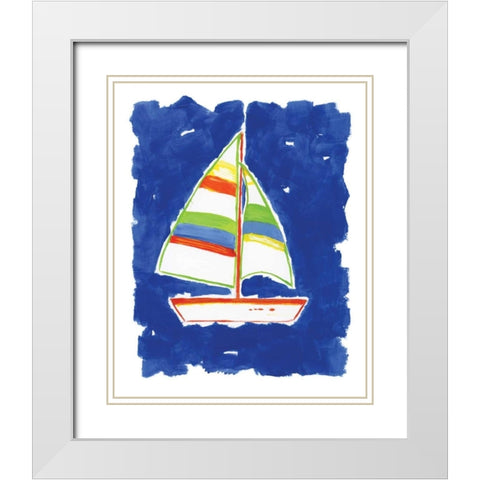Bright Boat White Modern Wood Framed Art Print with Double Matting by Nan