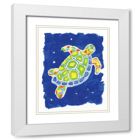 Bright Turtle White Modern Wood Framed Art Print with Double Matting by Nan