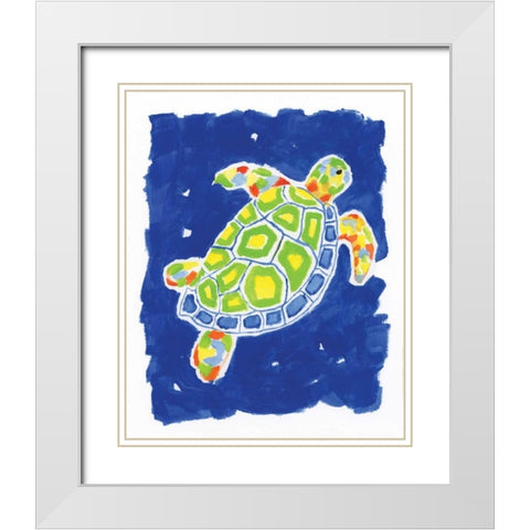 Bright Turtle White Modern Wood Framed Art Print with Double Matting by Nan