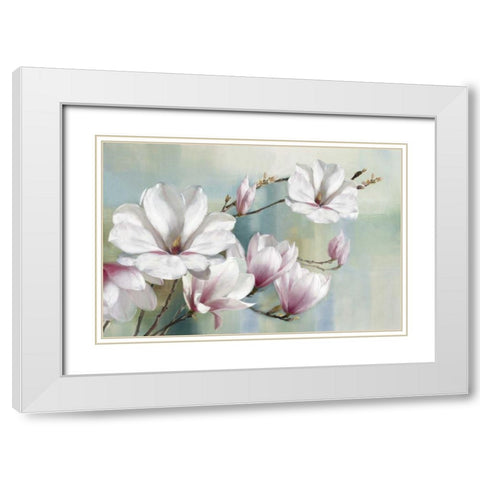Magnolia Blooms White Modern Wood Framed Art Print with Double Matting by Daniels, Rogier