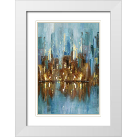 City Night White Modern Wood Framed Art Print with Double Matting by Nan