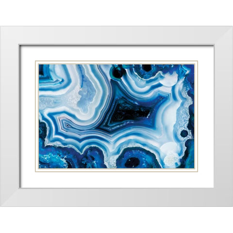 Indigo Agate I White Modern Wood Framed Art Print with Double Matting by Delimont, Danita