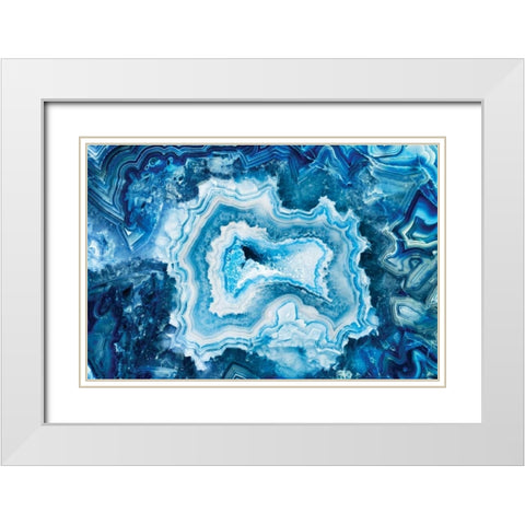 Indigo Agate II White Modern Wood Framed Art Print with Double Matting by Delimont, Danita