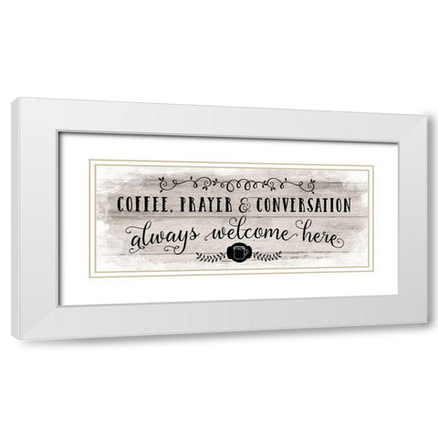 Coffee Prayer White Modern Wood Framed Art Print with Double Matting by Murray, Amanda