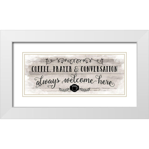 Coffee Prayer White Modern Wood Framed Art Print with Double Matting by Murray, Amanda