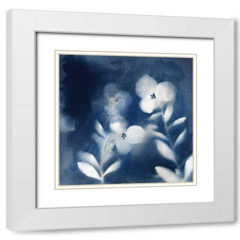 Natures Indigo I White Modern Wood Framed Art Print with Double Matting by Nan