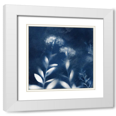 Natures Indigo II White Modern Wood Framed Art Print with Double Matting by Nan