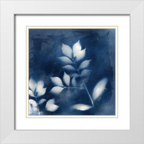 Natures Indigo III White Modern Wood Framed Art Print with Double Matting by Nan