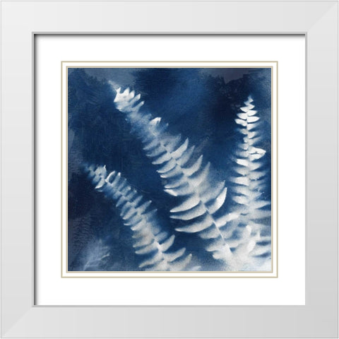 Natures Indigo IV White Modern Wood Framed Art Print with Double Matting by Nan