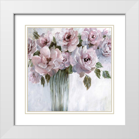 Bouquet Blush White Modern Wood Framed Art Print with Double Matting by Nan