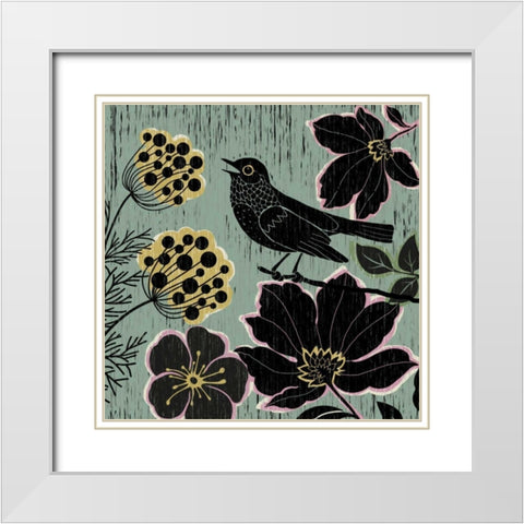 Natures Woodcut II White Modern Wood Framed Art Print with Double Matting by Knutsen, Conrad