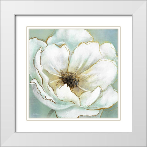 Soft Teal Splendor White Modern Wood Framed Art Print with Double Matting by Robinson, Carol