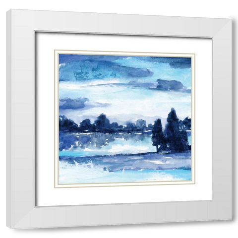 Indigo Land II White Modern Wood Framed Art Print with Double Matting by Nan