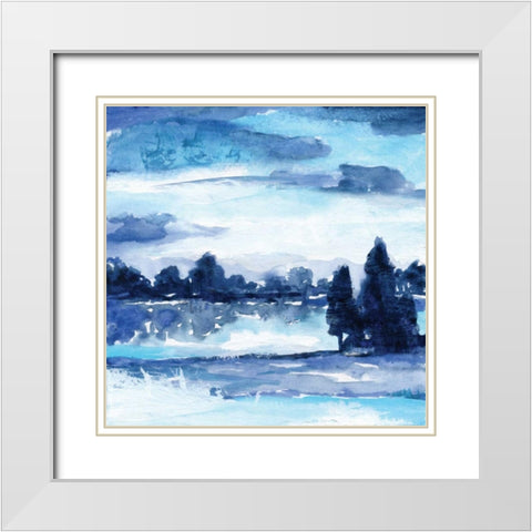 Indigo Land II White Modern Wood Framed Art Print with Double Matting by Nan