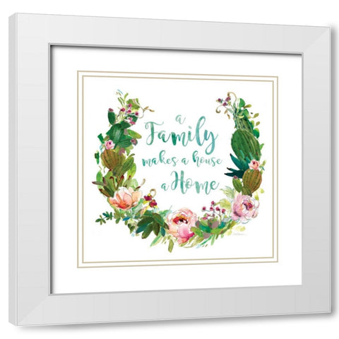 Succulent Wreath White Modern Wood Framed Art Print with Double Matting by Robinson, Carol