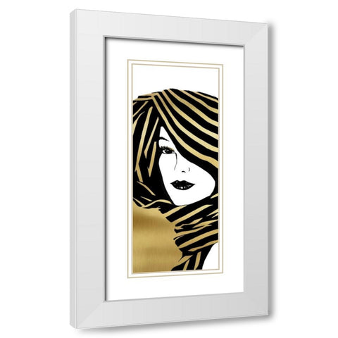 Fashion Girl II White Modern Wood Framed Art Print with Double Matting by Robinson, Carol