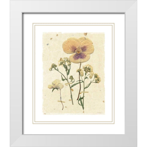 Pressed Pansy White Modern Wood Framed Art Print with Double Matting by Robinson, Carol