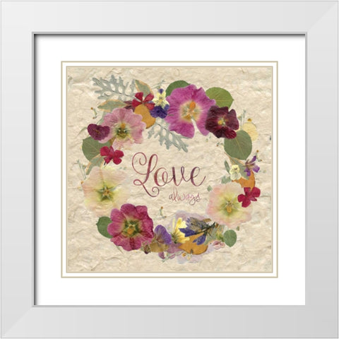Pressed Wreath White Modern Wood Framed Art Print with Double Matting by Robinson, Carol