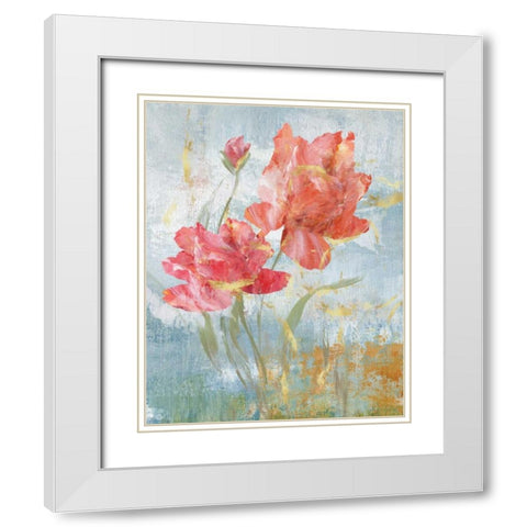 Floral Dance I White Modern Wood Framed Art Print with Double Matting by Nan