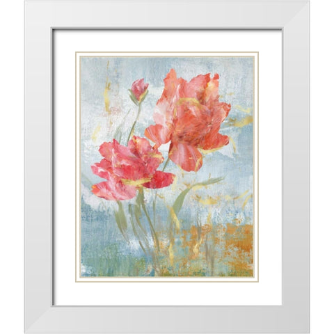 Floral Dance I White Modern Wood Framed Art Print with Double Matting by Nan